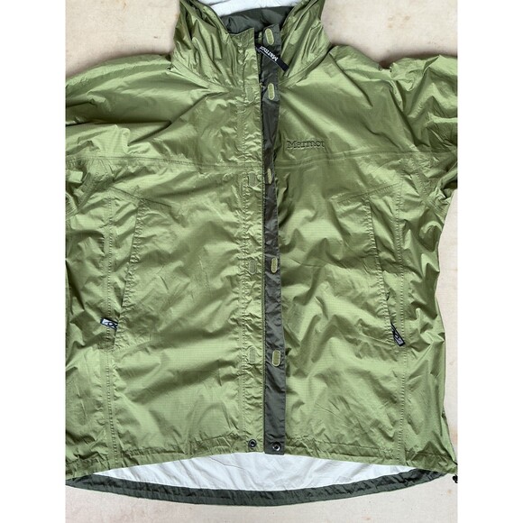 Marmot Mens PreCip Eco Rain Jacket sz XL Army Green Hooded Ripstop Nylon Hiking - Picture 7 of 16